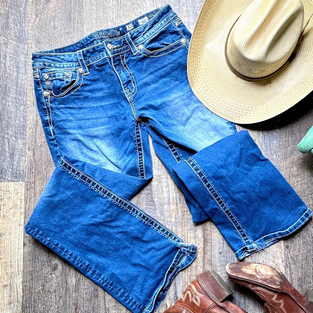 Miss Me Feather Sequin & Embroidery Denim Jeans